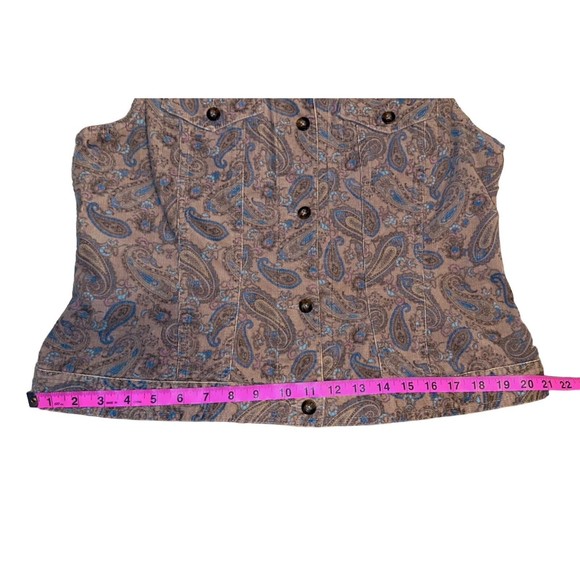 Crazy Horse a Liz Claiborne Company Stretch Corduroy‎ Paisley Vest Sz M Brown - Picture 7 of 9